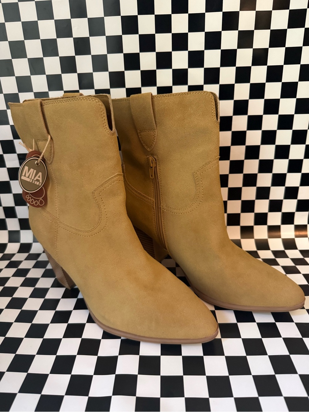 MIA Marnie Tan Suede Boots - Size 9